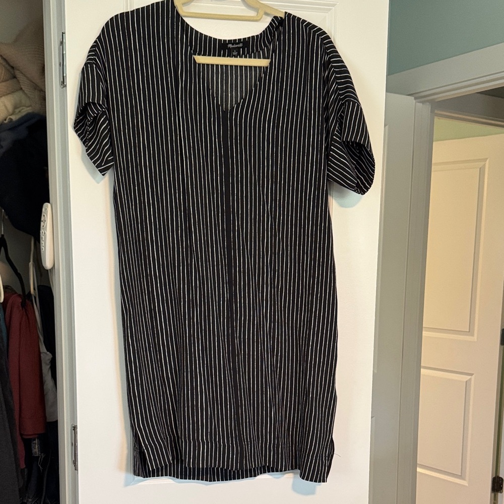 Madewell Black and White Pinstripe Dress
